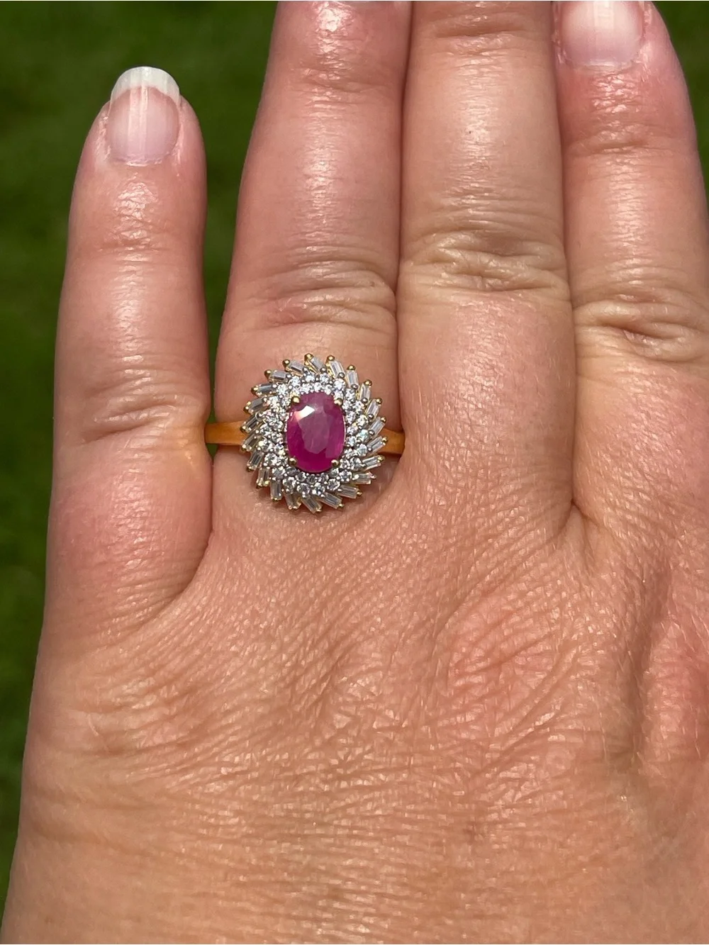 AAA Montepuez Ruby and Moissanite Halo Ring
